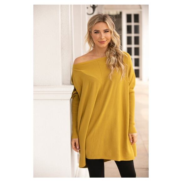 Orange Fashion Village Supersoft Boatneck Sweater O/S Mustard - Picture 1 of 6